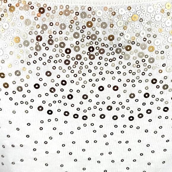 Tommy Bahama Silver Vista Ivory Embellished Sequins Cashmere Wool Sweater - med - Picture 9 of 12